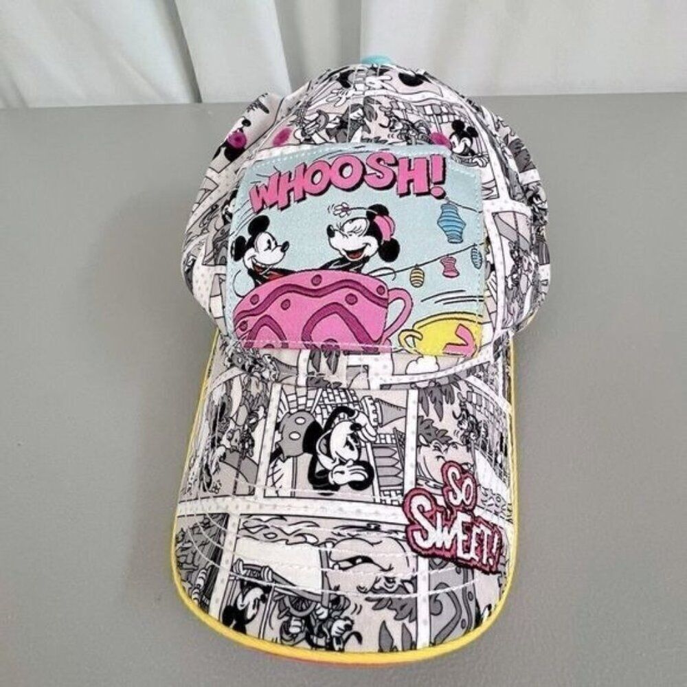 DISNEY PARKS WOMENS BASEBALL HAT MICKEY & MINNIE SIZE ADULT PINK AND LT BLUE